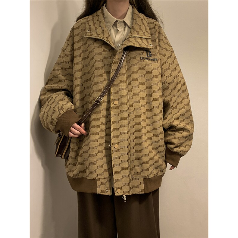 1中性风黄底夹克女大码夹克男情侣百搭外套女JK8750P95控128,男装夹克,星座226-2