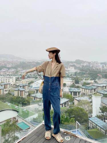 拼接连体裤，女装连体裤，久意