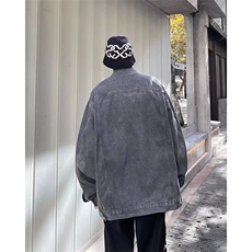 美式复古破洞牛仔外套男春秋季vibe潮牌翻领夹克宽松痞帅工装上衣，男装夹克，星座601-2