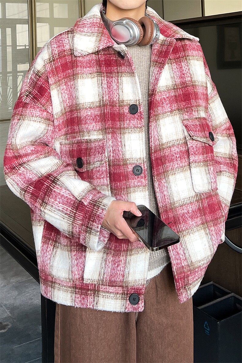 毛呢大衣oversize宽松大口袋呢子韩版潮男士夹克A071-JK107-P108,男装夹克,电商A071