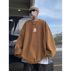 得物抖音高品质二开360克重磅做旧炒雪花纯色圆领水洗卫衣1523，男装卫衣，电商A486