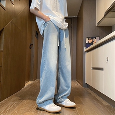 港风夏季新款水洗冰丝薄款宽松直筒牛仔裤B315-K24087-p55控78，男装牛仔裤，电商B315