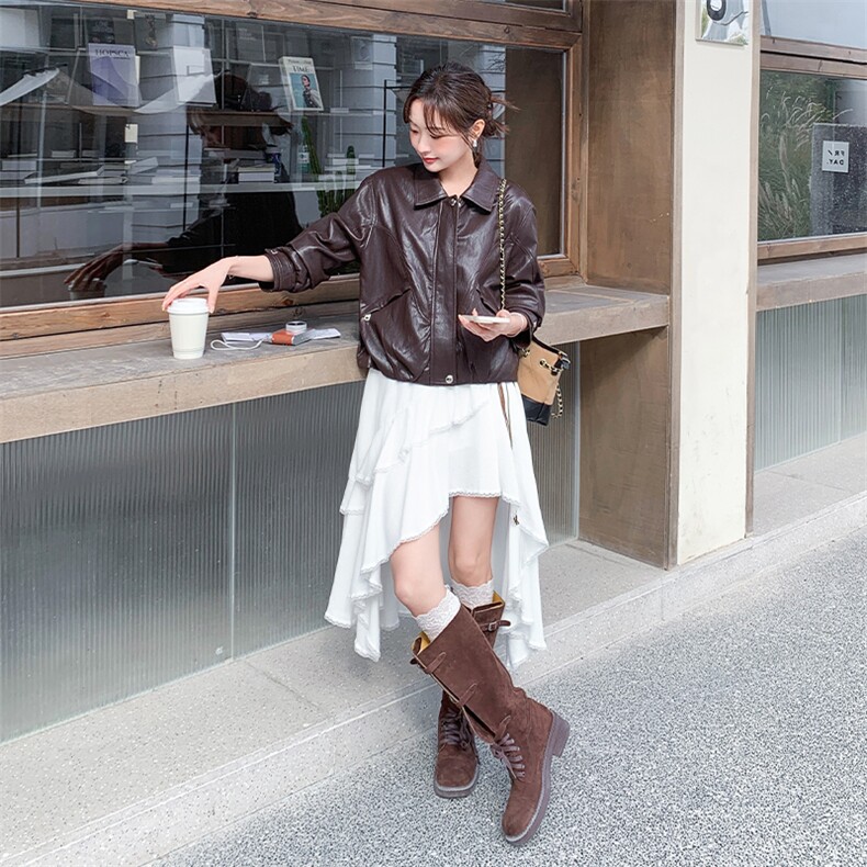 春季新款大货2026韩系复古皮衣外套女机车服M2605P160K258,女装短外套,2C268