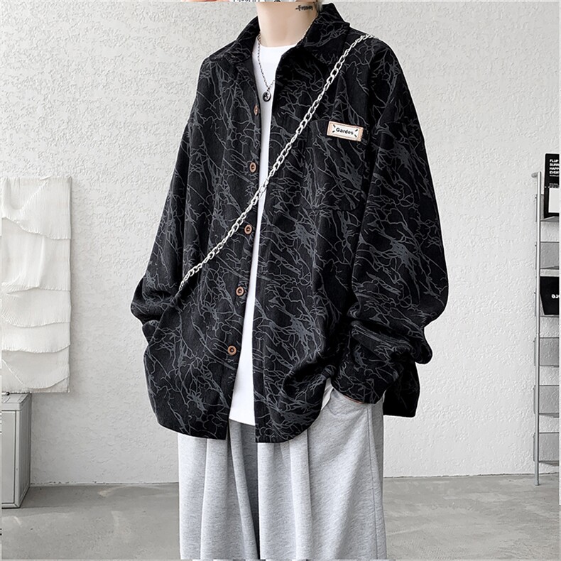 现货10059-P40控68秋季新款百搭大码高品质衬衫男港风宽松长袖,男装衬衫,电商A059