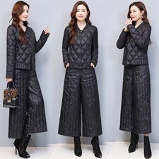羽绒服套装女2024冬季新品中青年气质显瘦时尚阔腿裤白鸭绒两件套，女装羽绒服，悠米