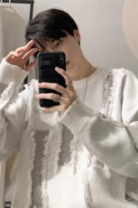 男生新款针织打底衫秋冬宽松慵懒风拼接套头毛衣XZ514-2-MY22-P98，男装T恤，星座514-2(原B239)