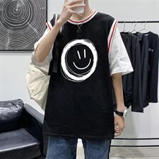 男圆领T恤宽松短袖假两件Q913P28，男装T恤，星座1116-2