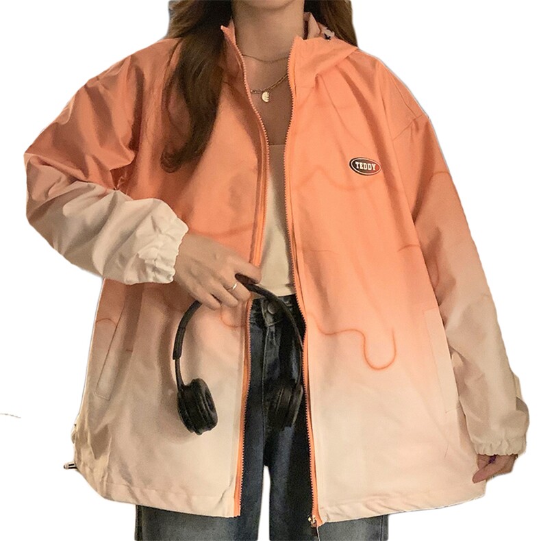 渐变色外套女今年流行炸街冲锋衣设计感高级范连帽棒球服C409-85,男装夹克,星座911-2(原星座613-2）