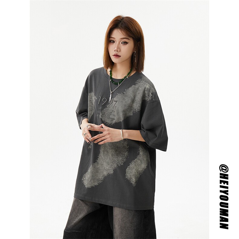 港风文艺学院感潮流T恤舒适都市风潮街简约上衣HY322TP35控58,男装T恤,电商A102B