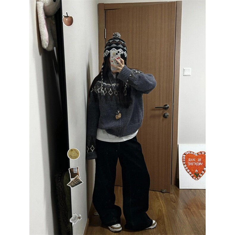 【有货】MY368CC-特P70费尔岛提花开衫毛衣男女慵懒针织衫外套,男装针织衫/毛衣,星座1007（原301D）