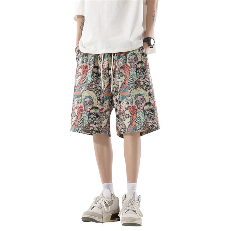 短裤男夏季美式复古拼接五分裤潮牌宽松大码XZ102B-1DK2589P25,男装牛仔裤,星座102B-1