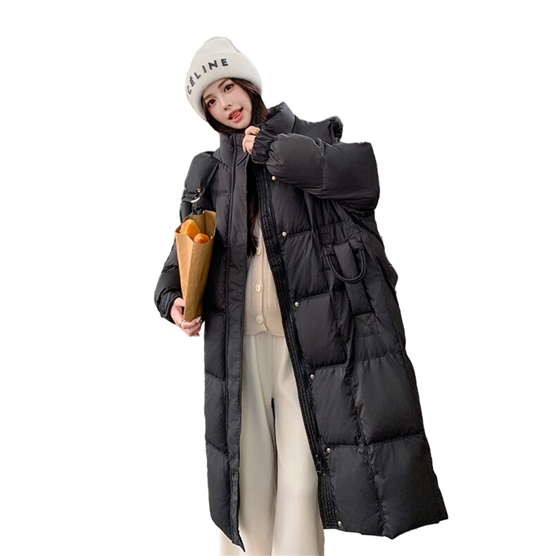 现货新款韩版黑色连帽长款羽绒服2C233-8860-P265-K368,女装羽绒服,2C233