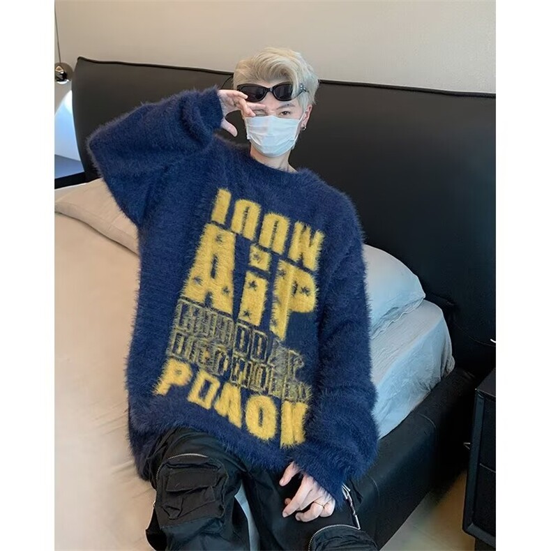 美式复古字母提花海马毛毛衣X051P55,男装针织衫/毛衣,星座1116-2
