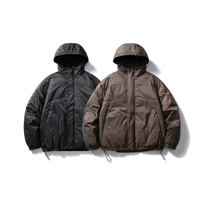 南夏乔装2025冬季新款日系格子暗纹白鸭绒90羽绒服纯色连帽羽绒袄,男装羽绒服,电商S006（B521）