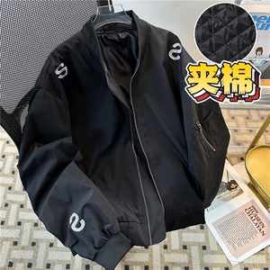 加绒加厚冬款男立领棉衣字母刺绣夹棉保暖棉服外套MA8091 P85图片