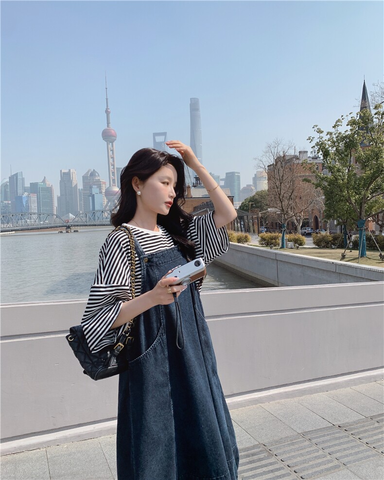春现减龄简约花苞裙牛仔灯笼裙套装B190-F8707-P105-K158-T40-k1,女装套装/套裙,2B190