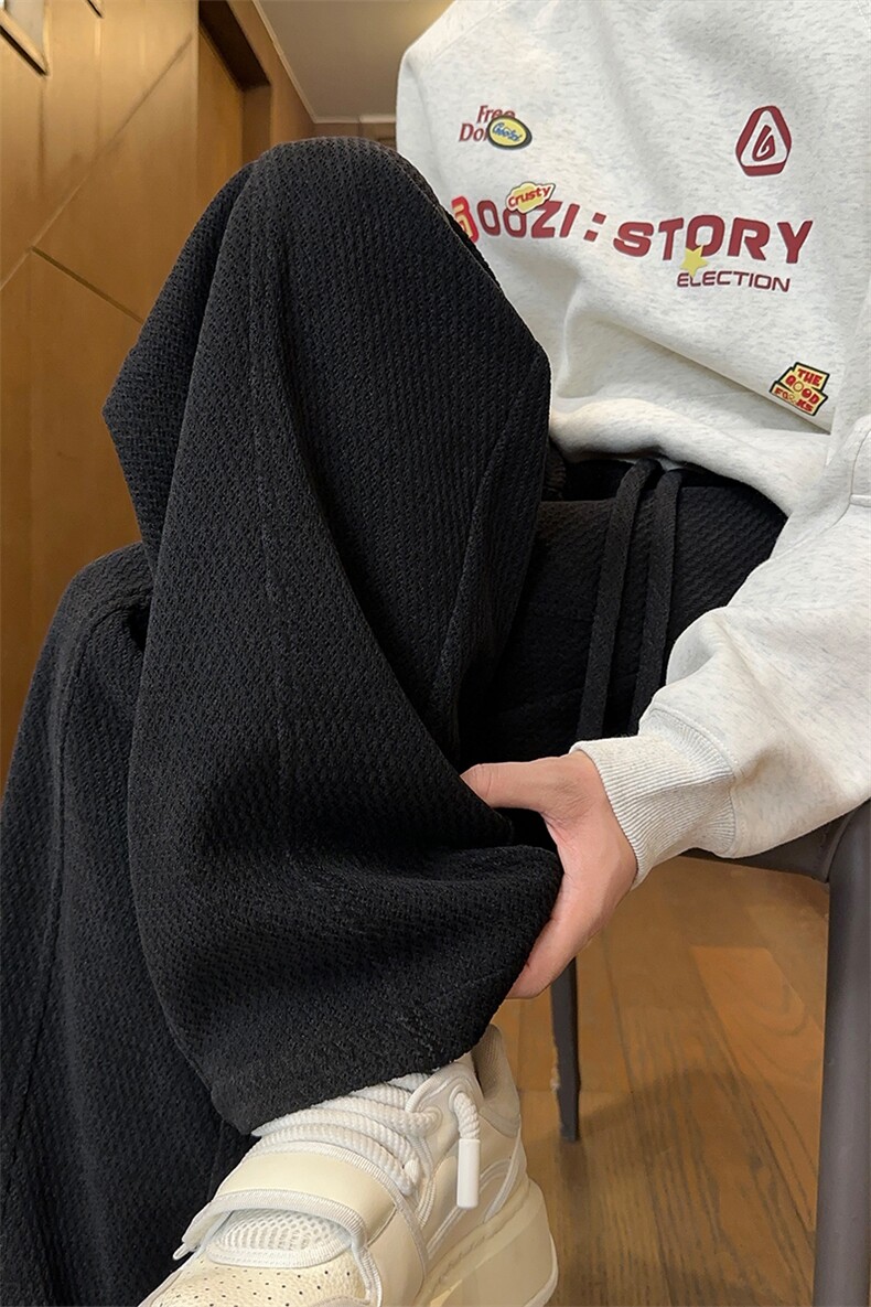 2025秋冬季裤子男潮牌宽松垂感直筒阔腿裤美式重磅弯刀休闲长裤子,男装休闲裤,电商A022
