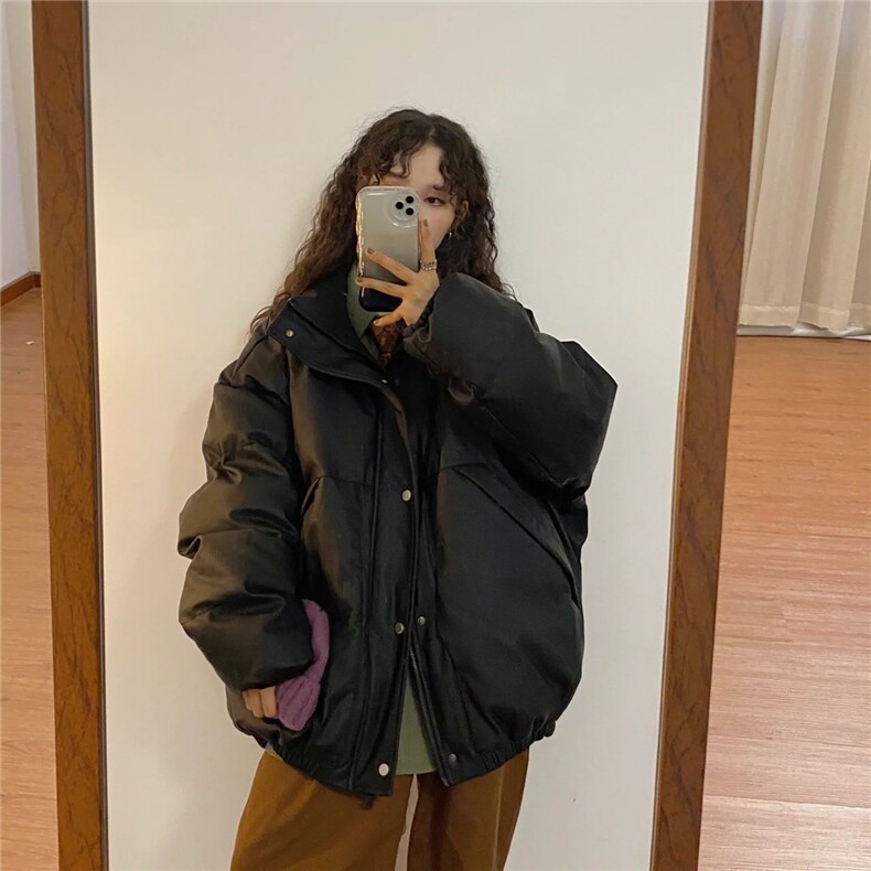 网络图现货！立领PU皮棉服外套高级设计感小众棉服RM8021-P100,男装棉衣,星座1005-6