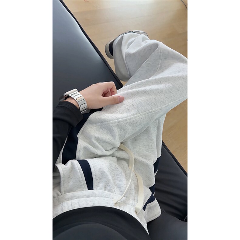 美式撞色拼接重磅卫裤男直筒宽松运动休闲裤K8677-特价P40，男装休闲裤，电商A007