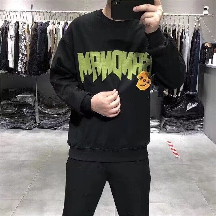 2025秋冬季男士圆领新款长袖学生T恤上衣男生宽松印花加绒卫衣，男装T恤，星座506A