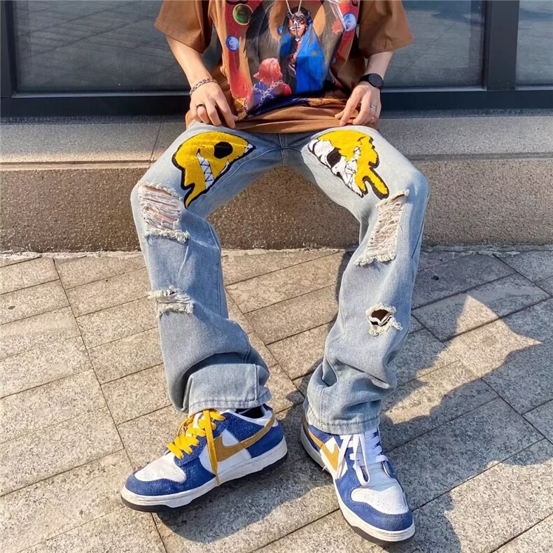 新款慵懒文艺简约潮潮流男ins长裤原宿青春流行牛仔裤XX8819,男装牛仔裤,星座208-5
