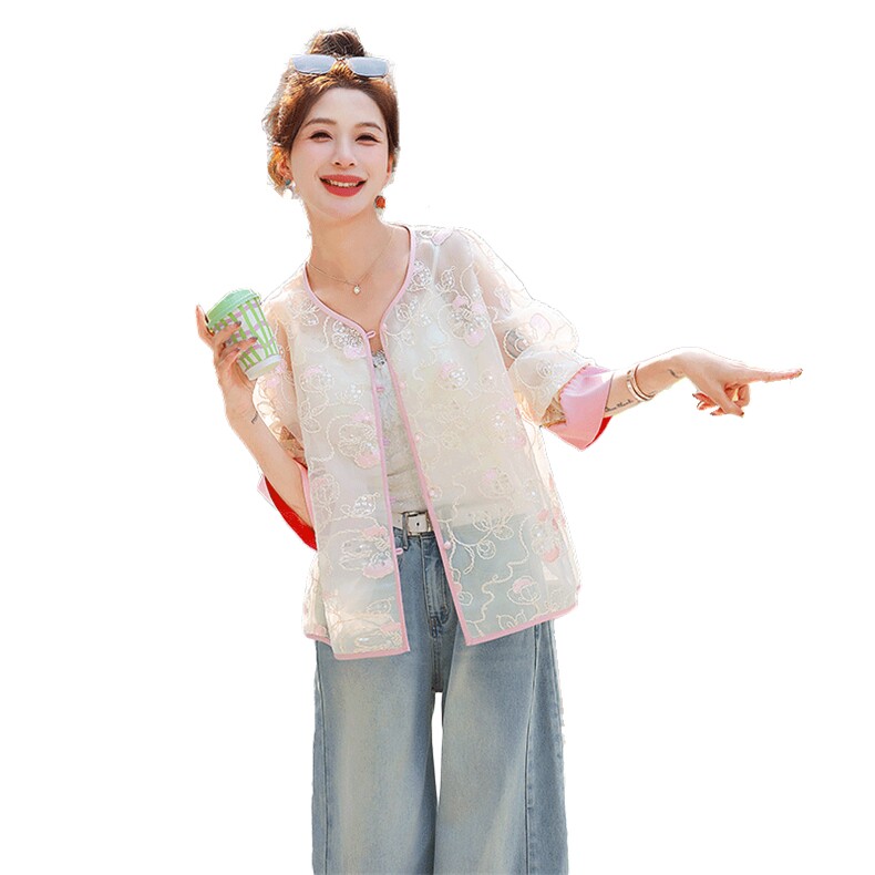 新中式精致刺绣薄款外套女2026春季新款高级感洋气减龄轻G风,女装短外套,奕薇雅