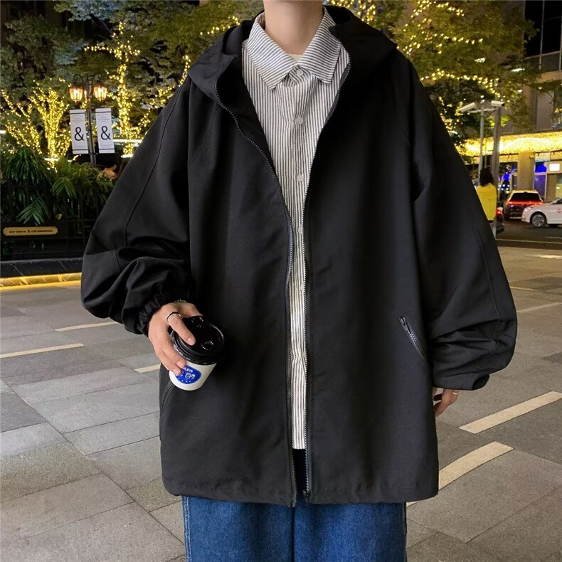 春季新款港风情侣潮流拉链夹克男百搭连帽休闲外套JK01159-P57,男装夹克,星座308B-1