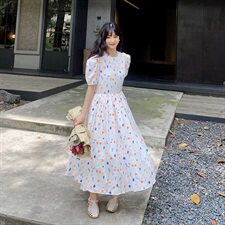 【现货】2021夏装新款俏皮可爱几何撞色连衣裙166-1019P80，女装连衣裙，茜茜公主