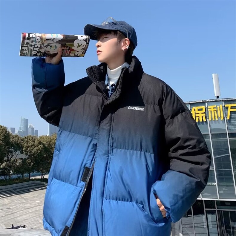 渐变色棉衣男韩版潮流高街帅气2024冬季新款ins宽松外套W4335-P77,男装棉衣,星座412-3