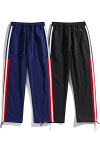 白底秋冬侧边拼接拖地工装裤宽松休闲伞兵裤男K23328-P40控58图片