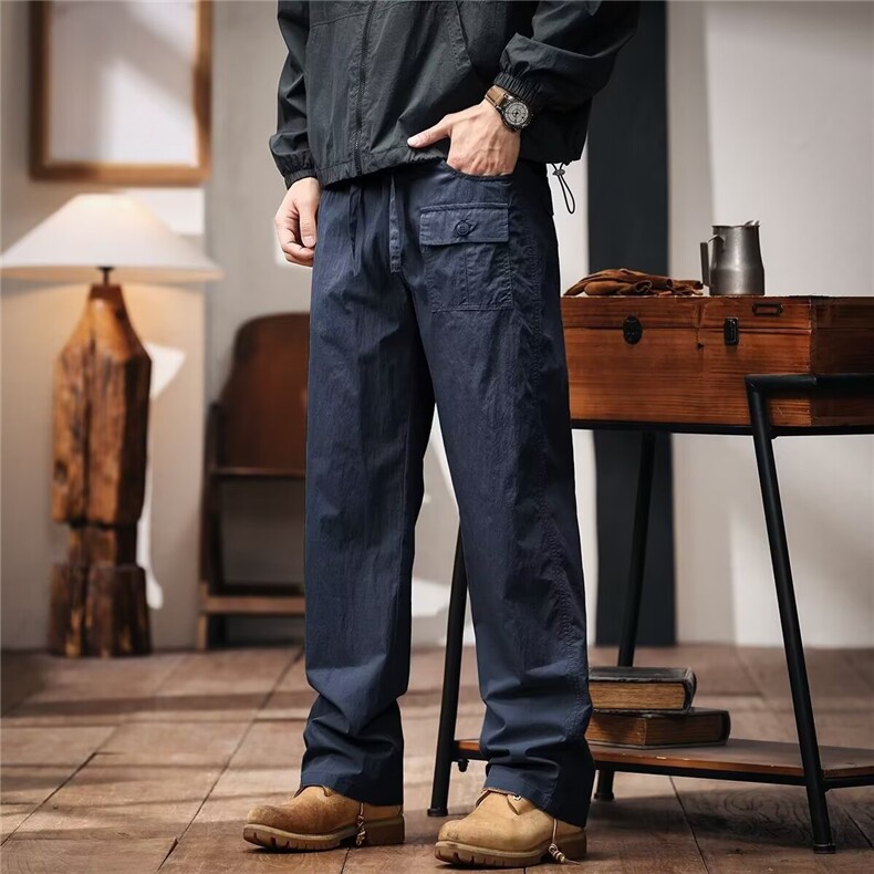 日系简约阔腿休闲裤男春夏季2025年新款青少年小众设计感长裤ins，男装休闲裤，星座506A