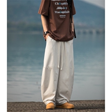 2025春夏新款潮牌大码弯刀裤宽松直筒休闲长裤男2530-P40控59，男装休闲裤，电商C305A