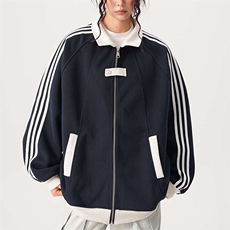 抖音得物品质秋冬美式高街重磅结构拼接织带翻领卫衣夹克外套W113，男装夹克，电商A486-1