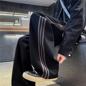 春秋美式复古条纹运动百搭卫裤男款宽松直筒休闲显瘦裤子特批48图片