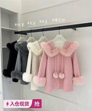 【依嘟】富家千金感高级设计感保暖宽松斗篷羊毛外套(配可拆卸袖，女装双面呢大衣，依嘟服饰