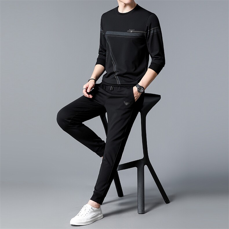 SA3031-2钱塘2020-2中青年男士冬季厚款时尚休闲圆领套装P137,男装休闲套装,钱塘207-2