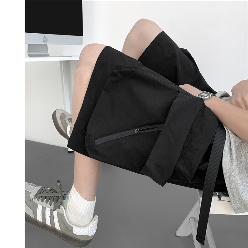 黑色工装短裤男款夏季美式机能大口袋裤子尼龙防水冰丝速干五分裤，男装牛仔裤，四季星座505