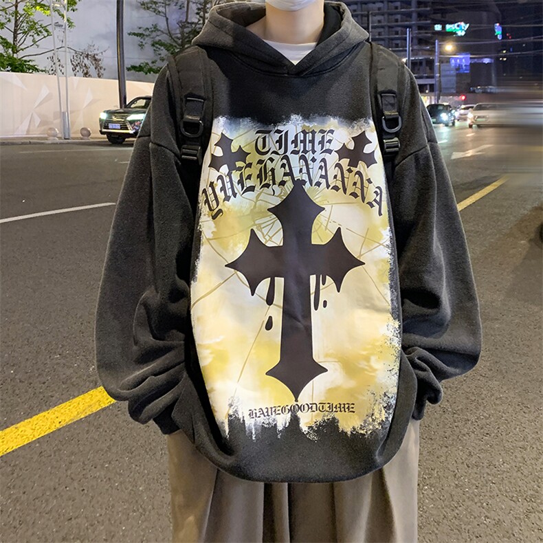抖音供货、重磅加绒450克水洗高街欧美美式卫衣D223A-SX2210-P70,男装卫衣,电商019-1