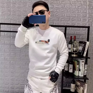 美式圆领卫衣男士大码宽松潮牌重磅秋冬休闲无帽套头外套上衣图片