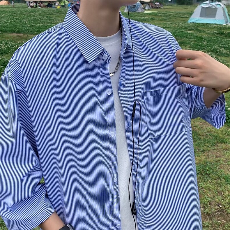 夏季新款衬衫潮流慵懒男方领衬衫 P30图片