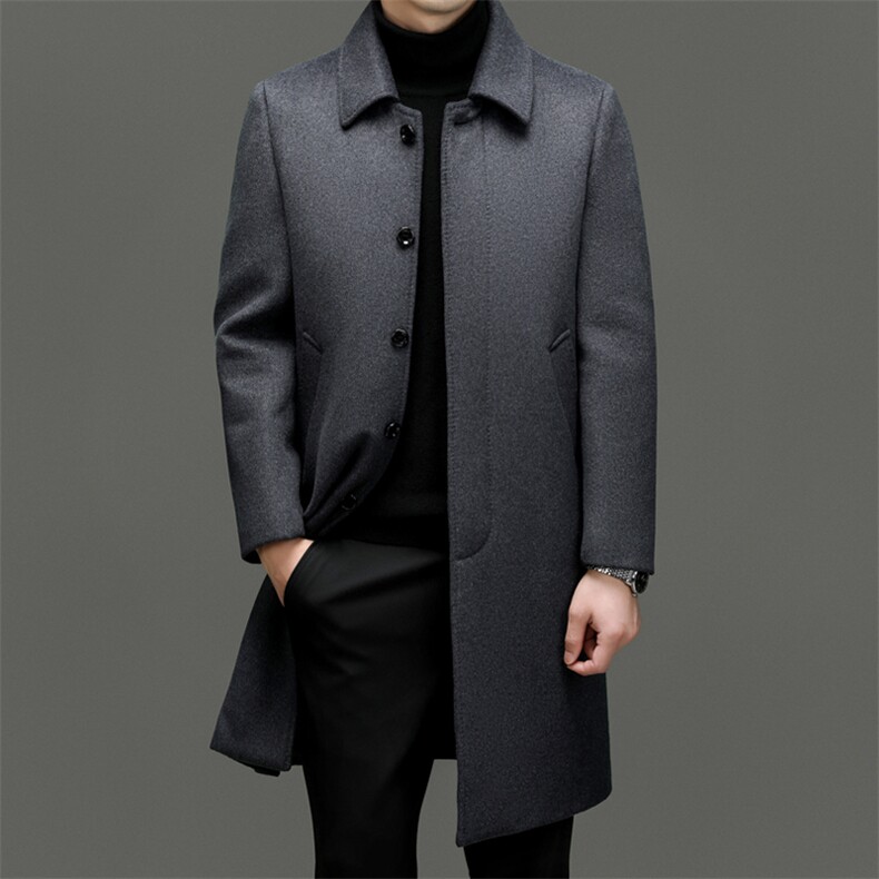 中长款男士毛呢大衣男2024秋冬季新款中年时尚休闲外套男装上衣服,男装毛呢大衣,电商B212（原钱塘6029）