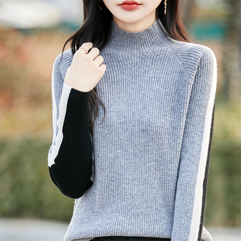 半高领打底衫女2025年春季内搭显瘦软糯百搭纯色针织衫,女装羊毛衫,哲奥羊绒