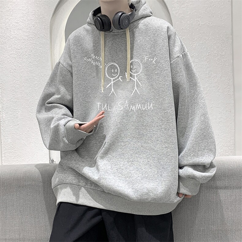 纯棉连帽卫衣男大码运动帽衫宽松薄WY2302-P35加绒款-P40,男装卫衣,电商A040
