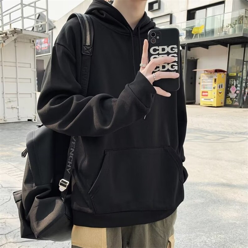 春秋季卫衣男潮牌纯色重磅宽松外套oversize情侣连帽衫WR01,男装卫衣,星座1116A-1（原606A）