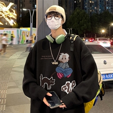 港风23新款秋季时尚百搭宽松卡通印花套头毛衣TPM6841P40控68，男装针织衫/毛衣，电商A268A