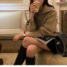 2025年秋季新款高领针织拉链开衫时尚百搭，女装针织衫/毛衣，旭驰羊绒