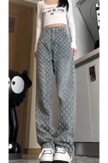 【自拍图·拿图不拿货】提花满印牛仔裤子男女KZT63CC-特P45，男装牛仔裤，星座1007（原301D）