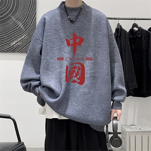 控68半高领毛衣男士大码针织衫男毛线衣男 M18198-P45 加绒款-P65图片