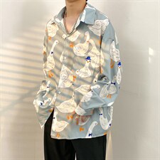 2025新款秋季青少年宽松休闲衬衫免烫印花尖领短袖流行CS2311-P35，男装T恤，电商A062