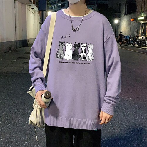 M67100-P45 加绒款-P65圆领毛衣男大码针织衫男毛线衣线衫图片